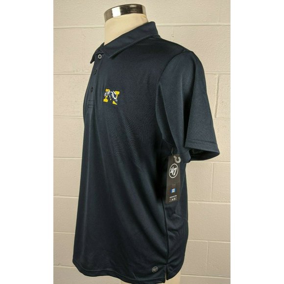 New Mens 47 Brand Michigan Wolverines Embroidered Polo Shirt Blue Large - Picture 5 of 10